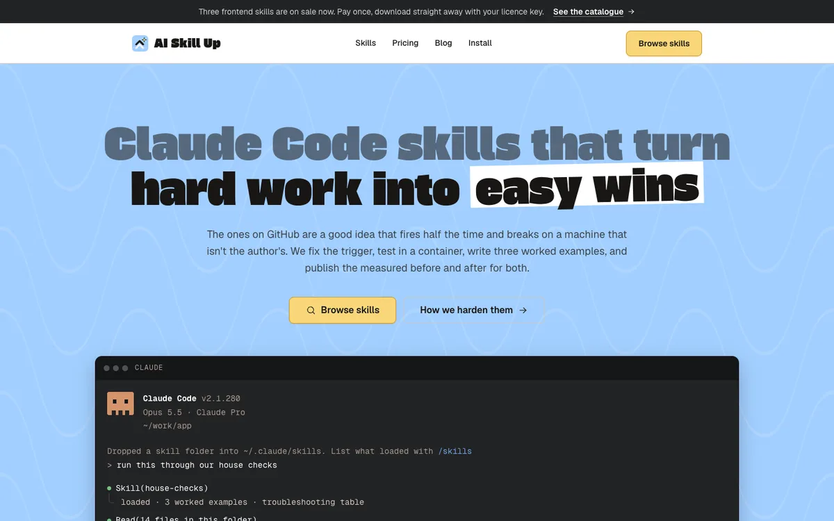 aiskillup.online, a live site built in this style